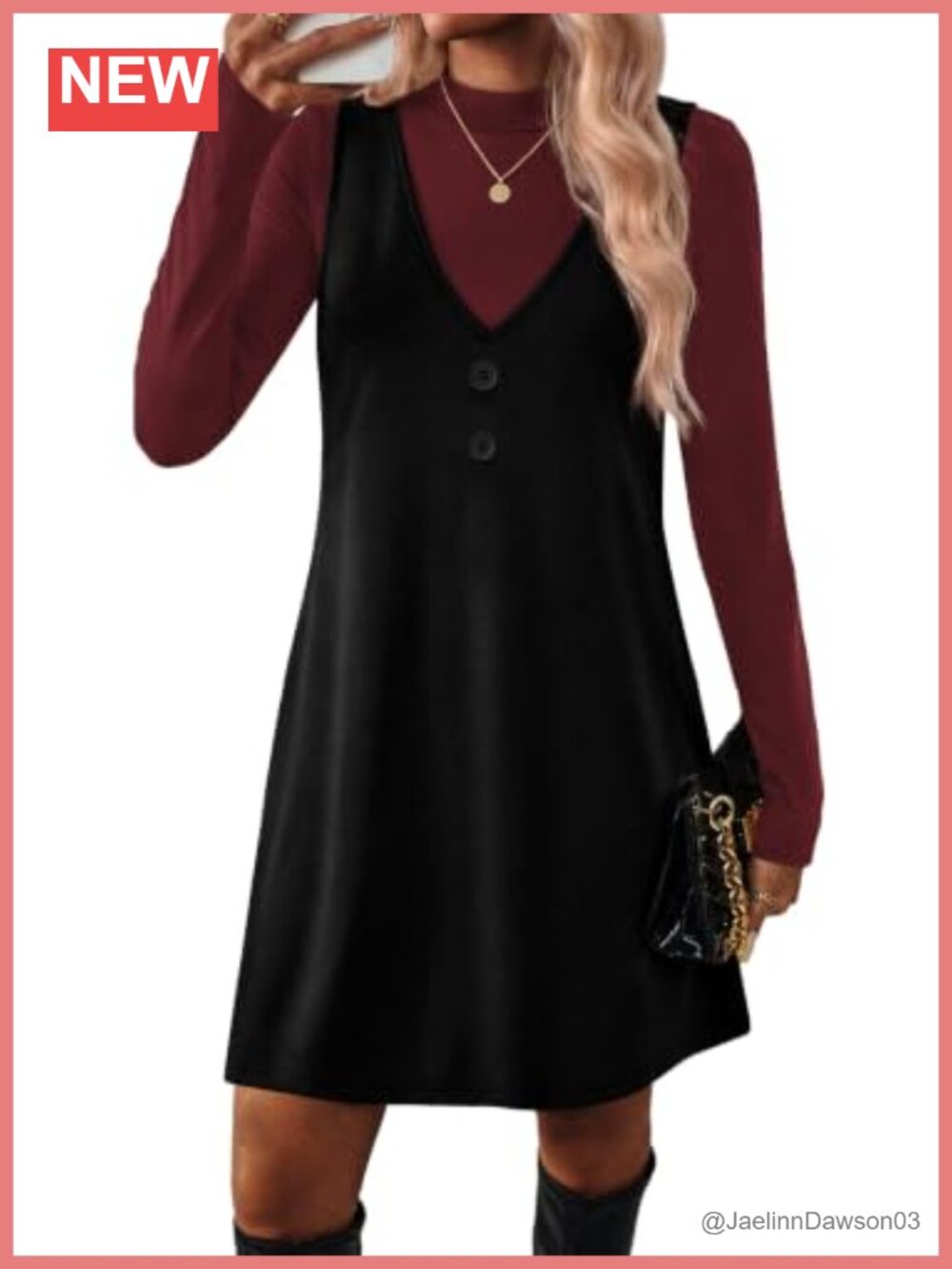 OFEEFAN Women's 2 Piece Long Sleeve Midi Dress Set with Pockets A-Line